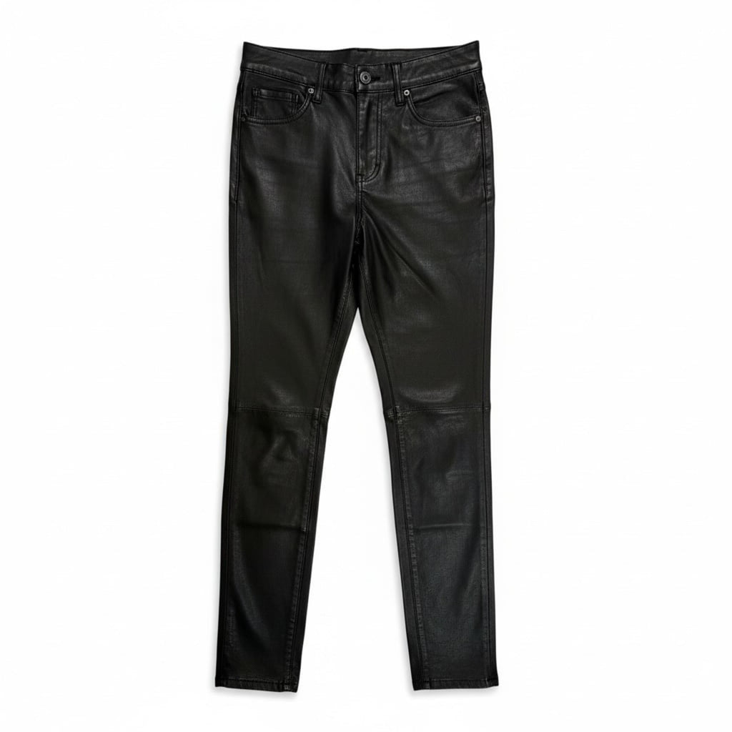 SPANX Faux Leather Like Ankle Skinny Pants in Black, Women's Size XS Petite