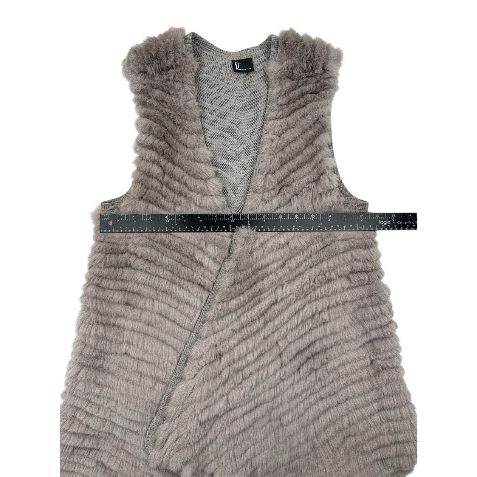 Love Token Gray Rabbit Fur Vest Size S