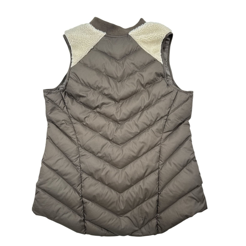 Athleta Tundra Responsible Down Sherpa Puffer Vest Brown Cream Size L