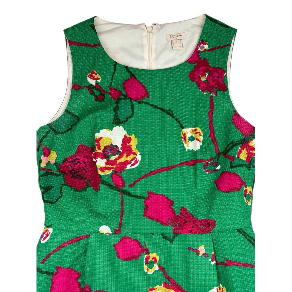 J. Crew Women's Green Floral Sheath Dress - Size 4
