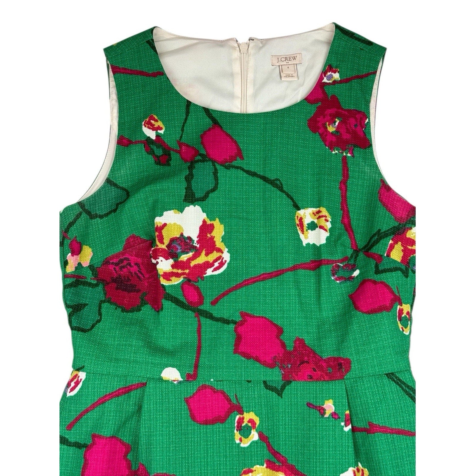 J. Crew Women's Green Floral Sheath Dress - Size 4