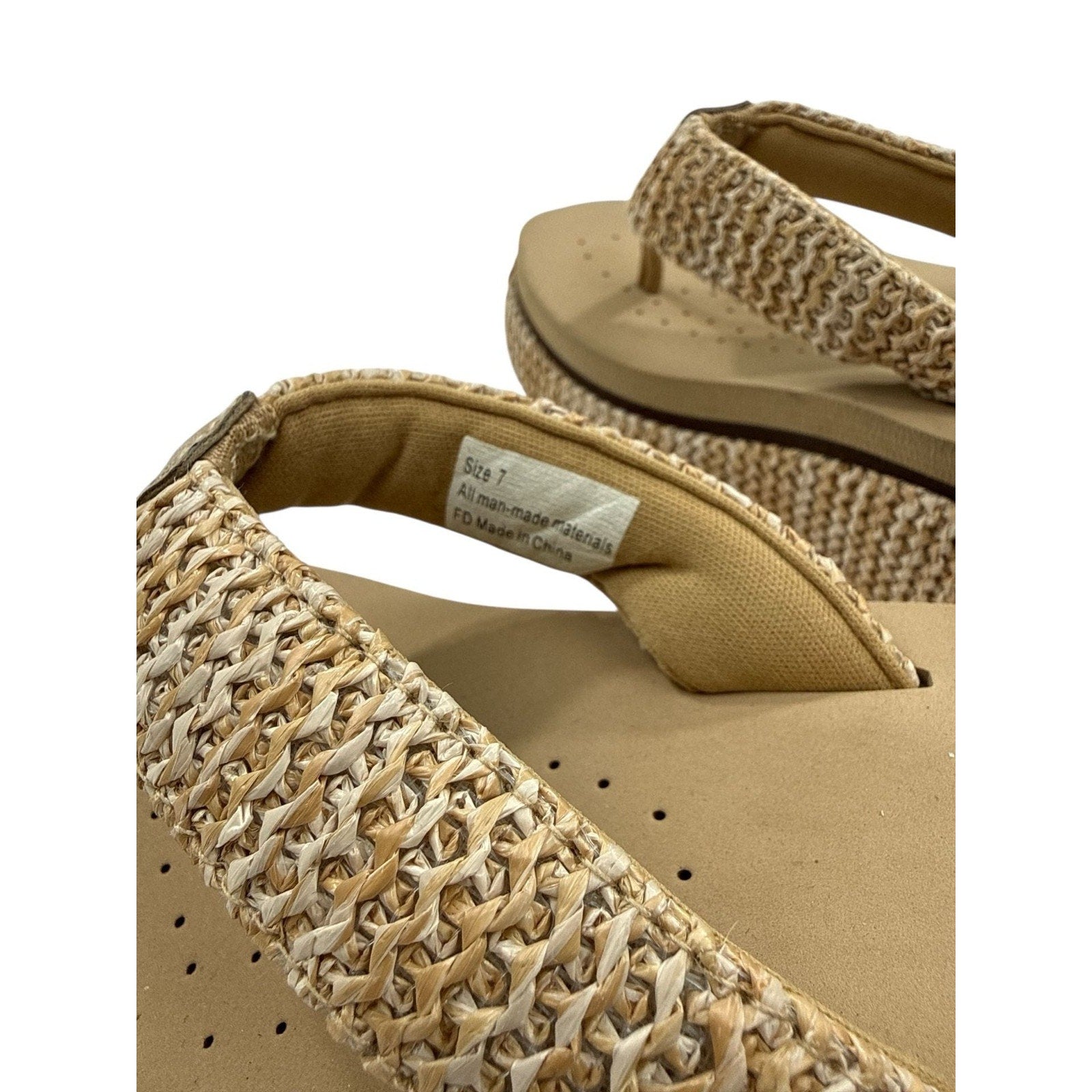 Volatile Women's Island Raffia Wedge Platform Thong Sandals in Natural