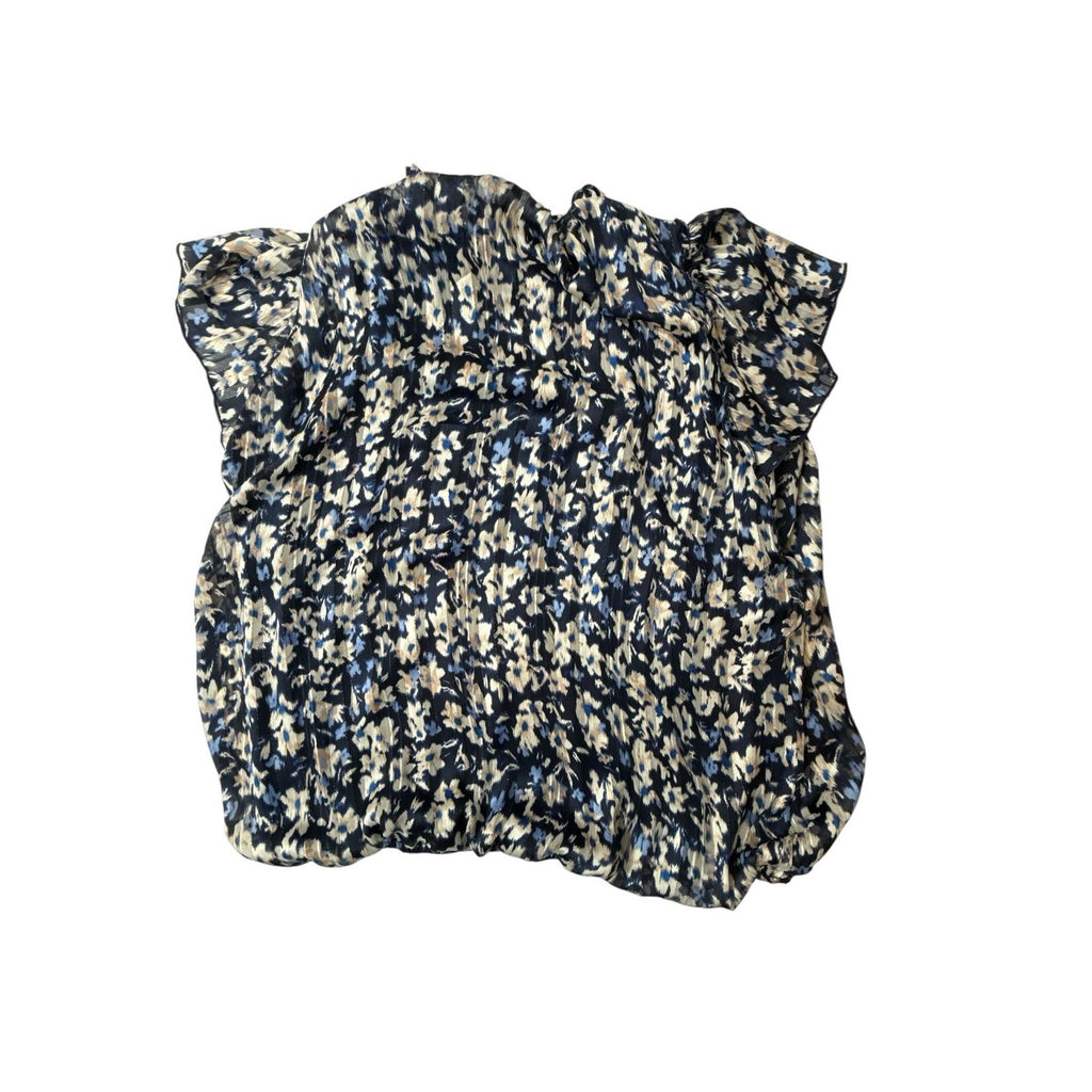 Tamara H Ruffle Cap Short Sleeve Blue Floral Blouse size 1X