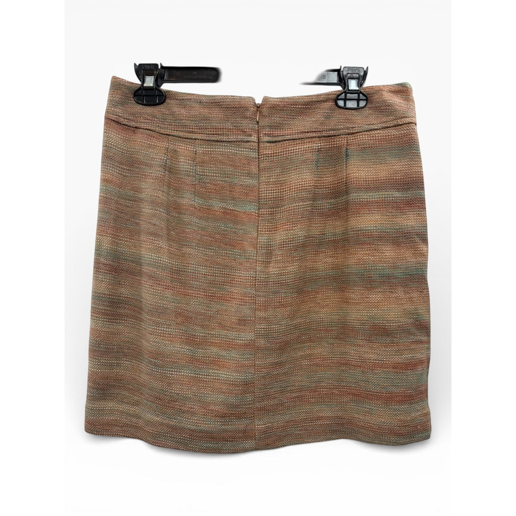 LOFT Brown Striped Tweed Straight Mini Skirt Size 8 Zip