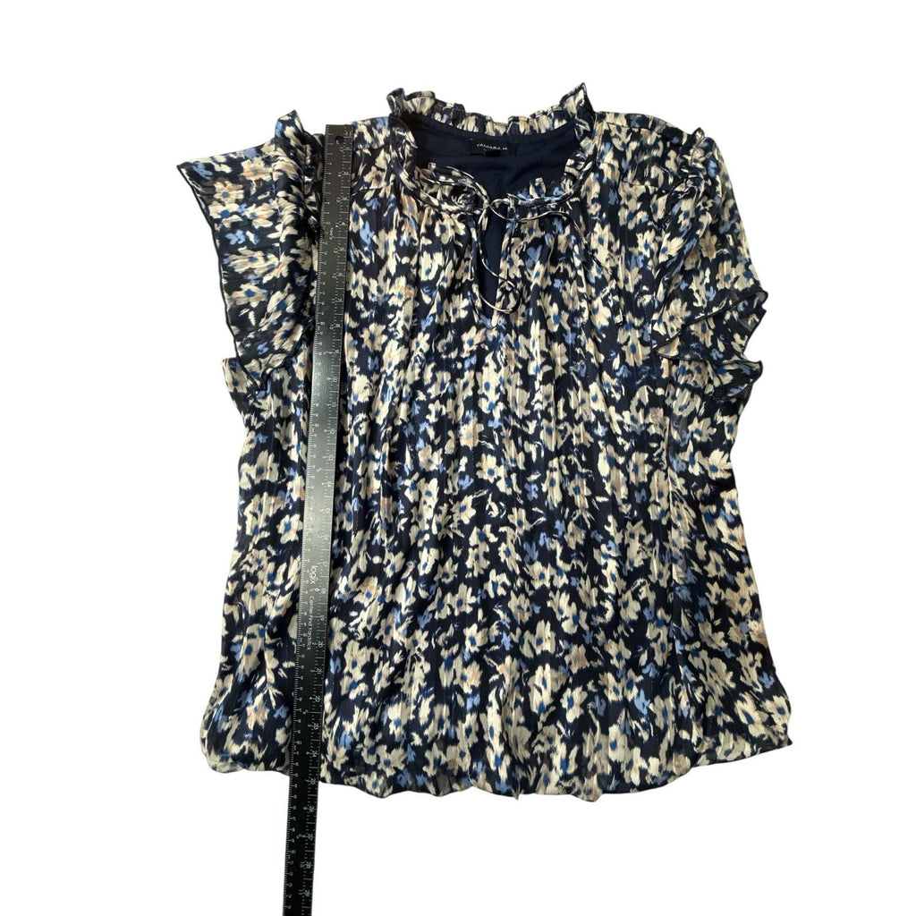 Tamara H Ruffle Cap Short Sleeve Blue Floral Blouse size 1X