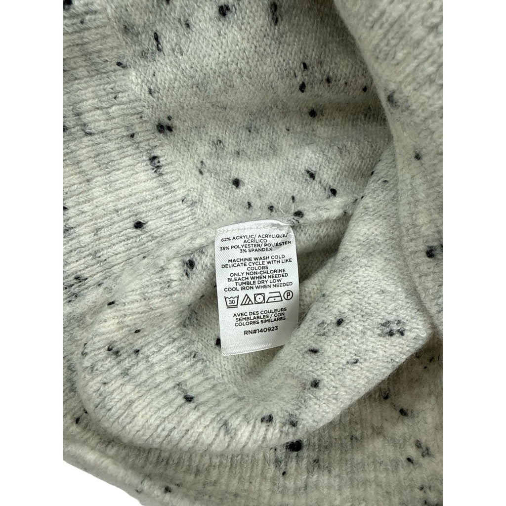 LOFT Outlet Women's Large Gray Speckled Donegal Mock Neck Pullover Sweater