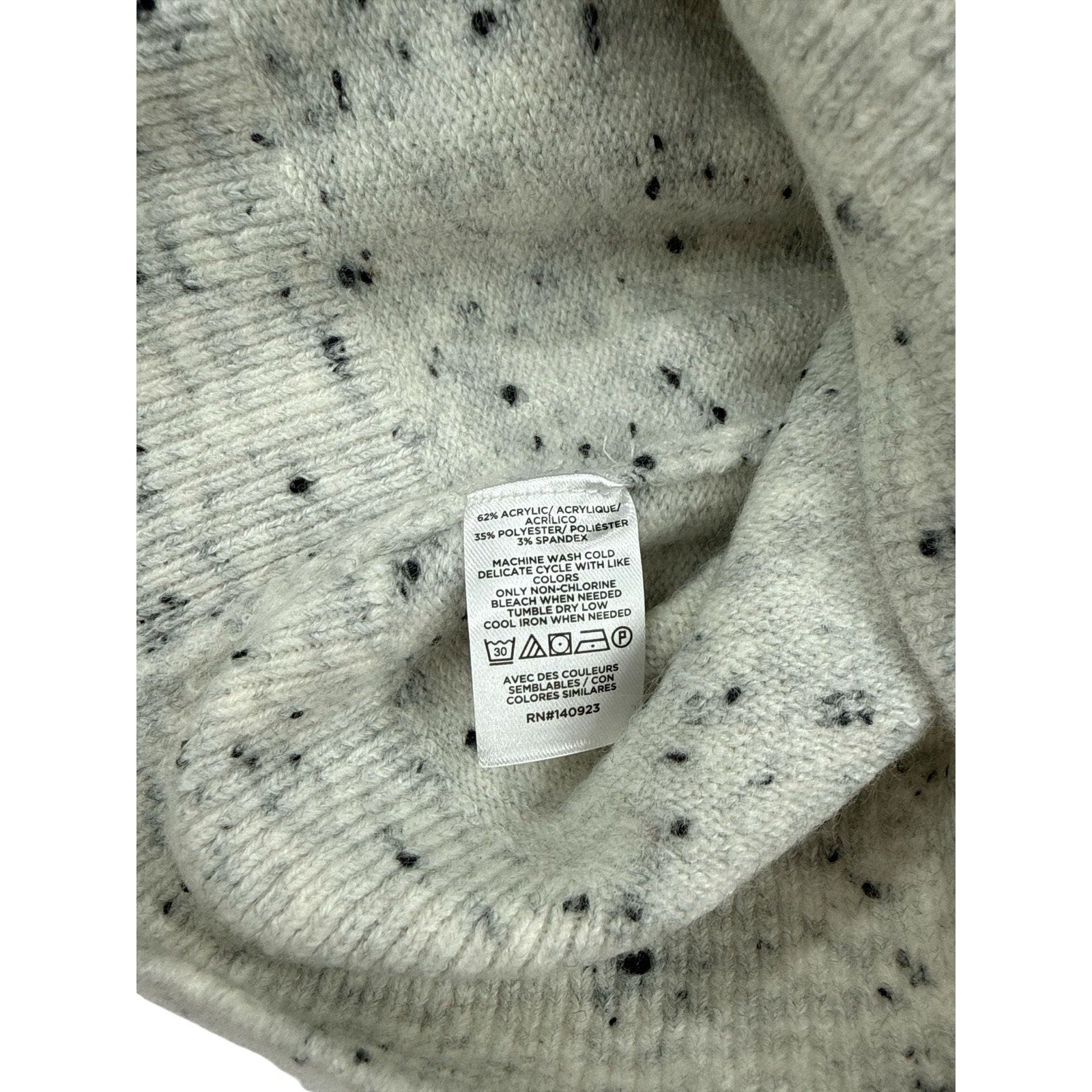 LOFT Outlet Women's Large Gray Speckled Donegal Mock Neck Pullover Sweater
