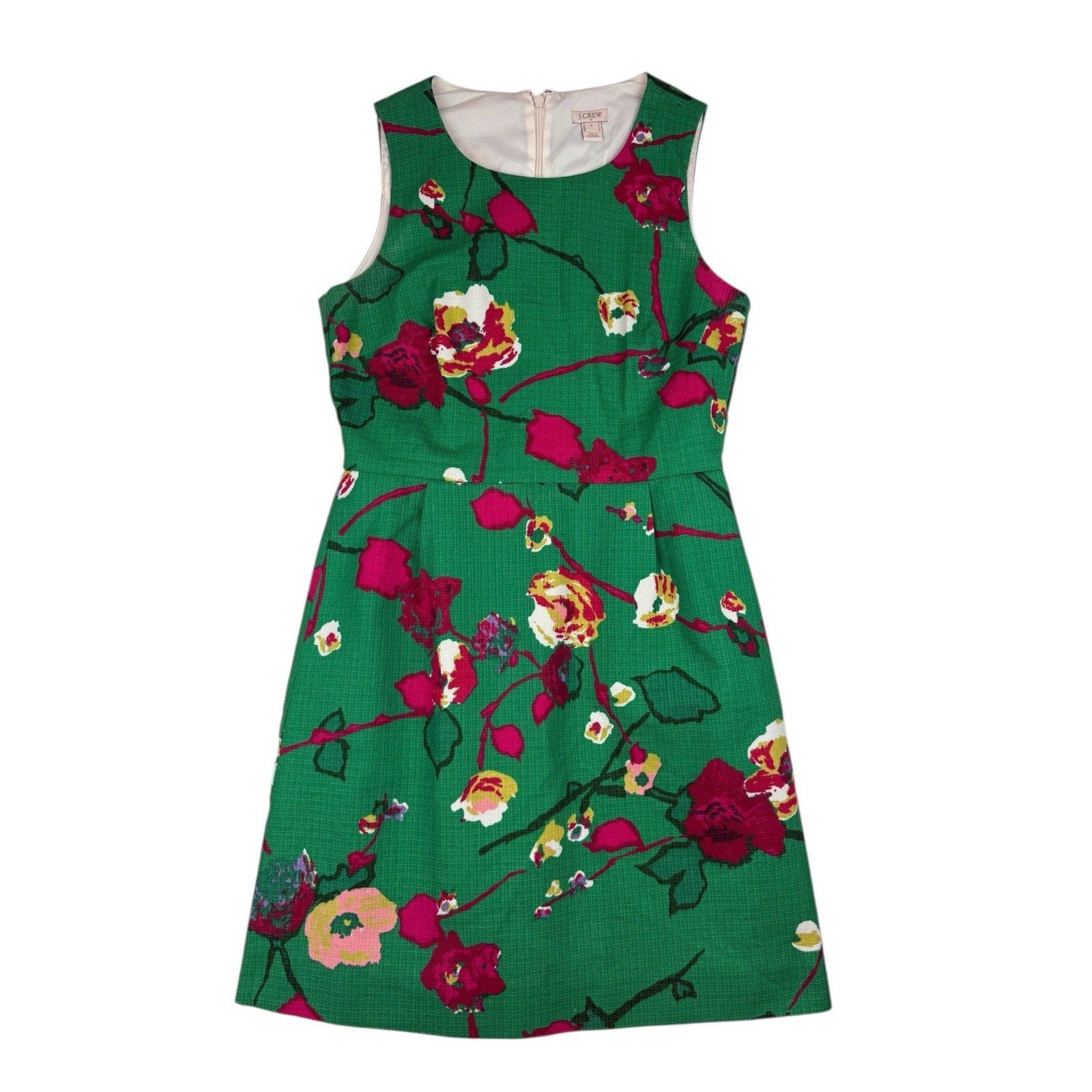 J. Crew Women's Green Floral Sheath Dress - Size 4