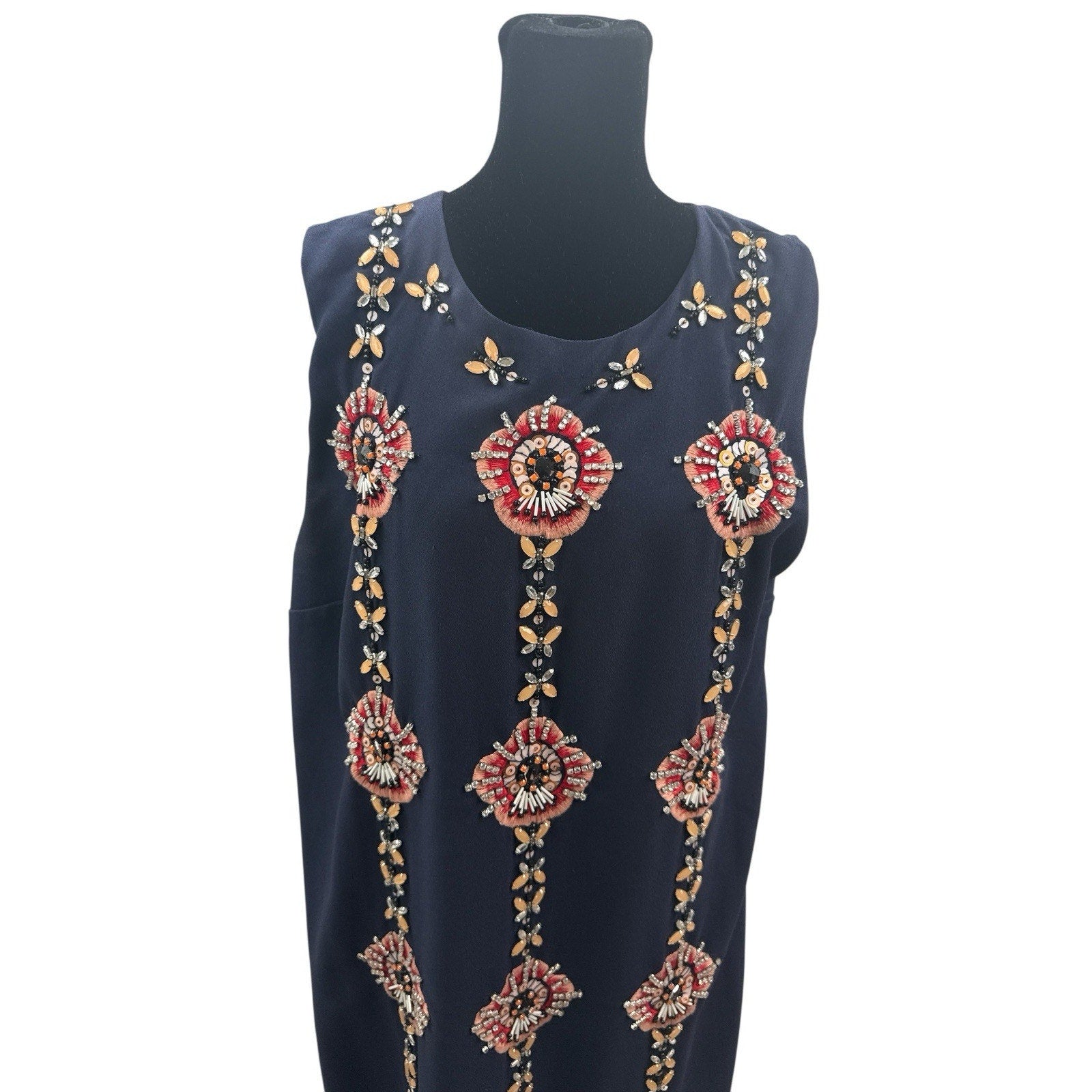 Banana Republic Size L Womens Navy Blue Embellished Jewel Beaded Dress