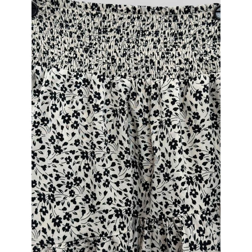 Altar’d State Black Ivory Smocked Floral Skirt M