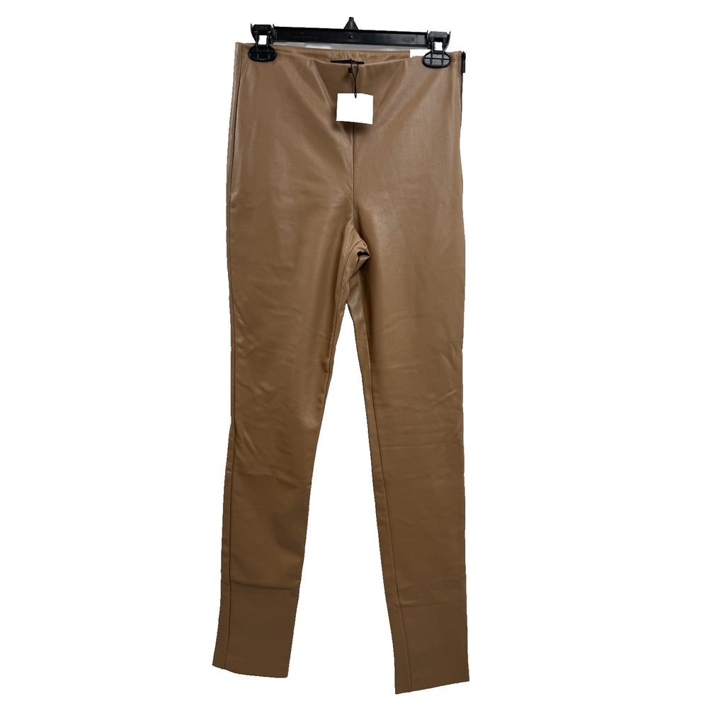 Womens Zara Camel Faux Leather Leggings Pants Size M 28