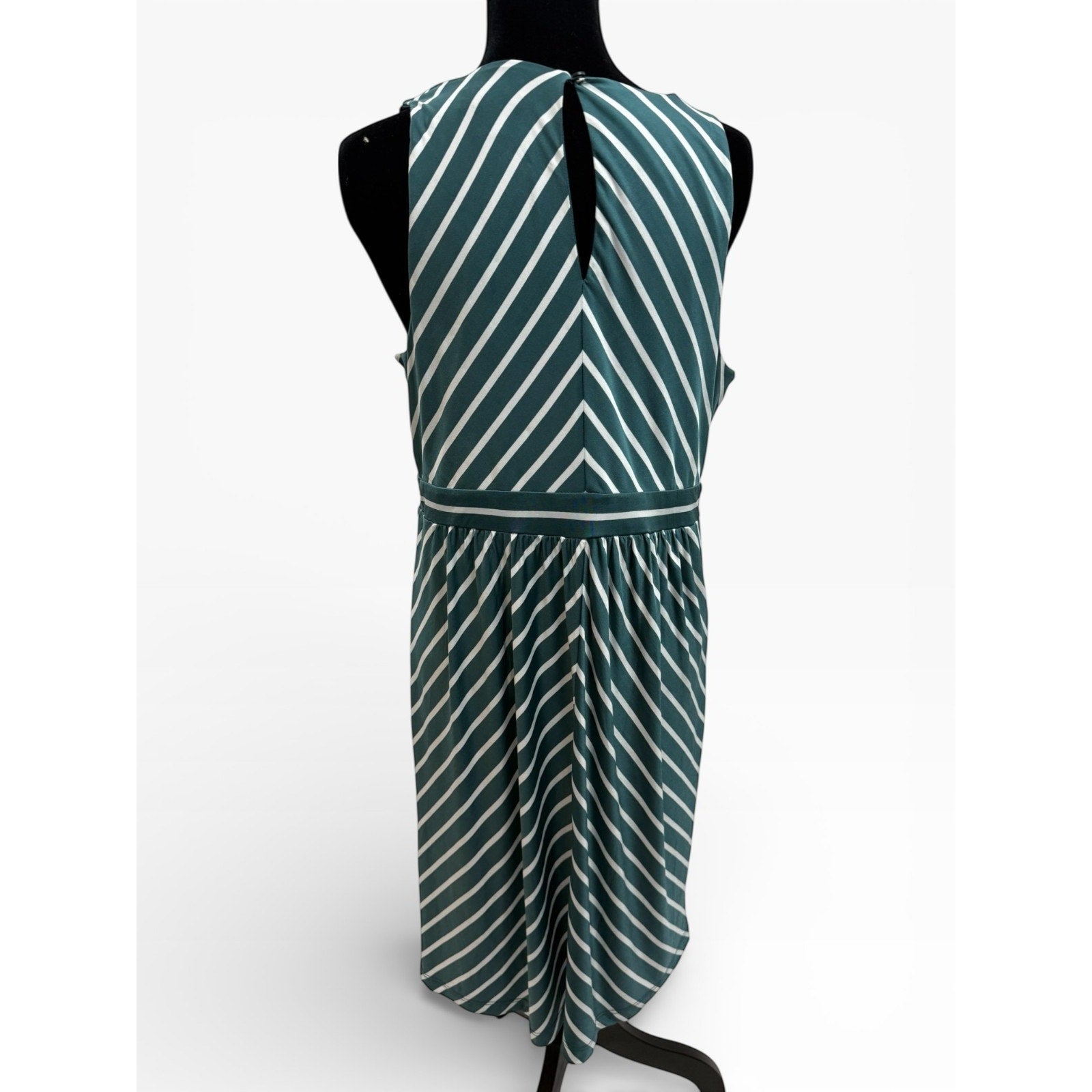 Ann Taylor LOFT Women's Size M Teal Blue & White Striped Sleeveless Dress