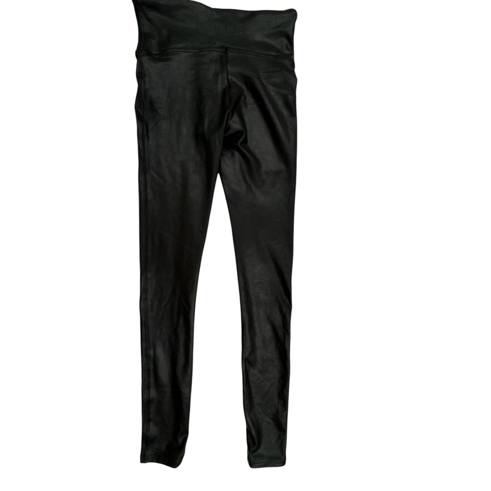 SPANX S Solid Black Faux Leather Leggings
