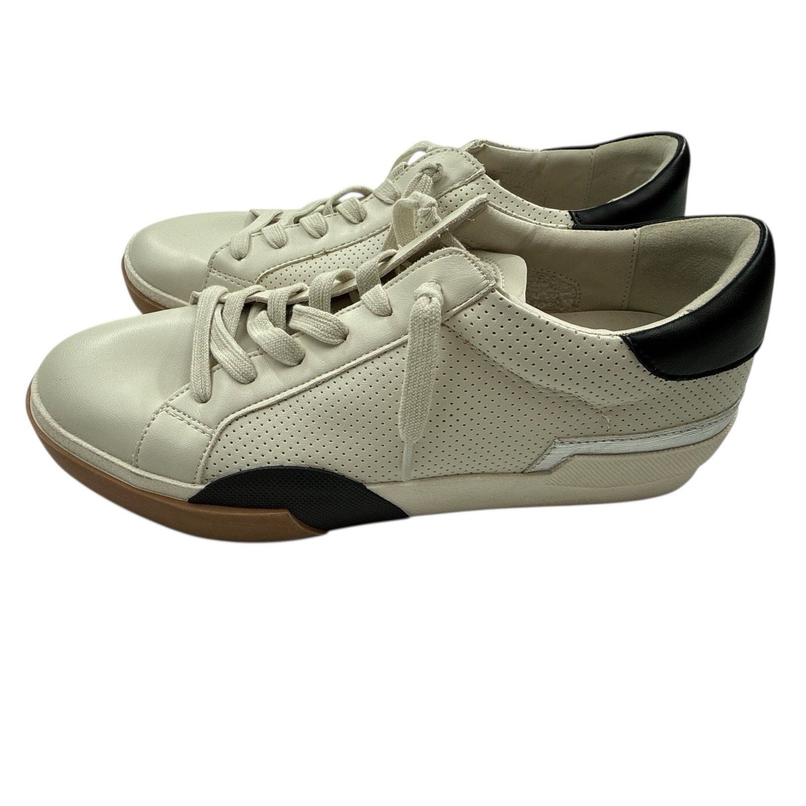 Dolce Vita Women’s Hillow Ivory And Black Sneakers S 9.5
