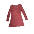 Able Boho Burgundy Waffle Knit Thermal Long Sleeve Dress with Crochet Lace Trim