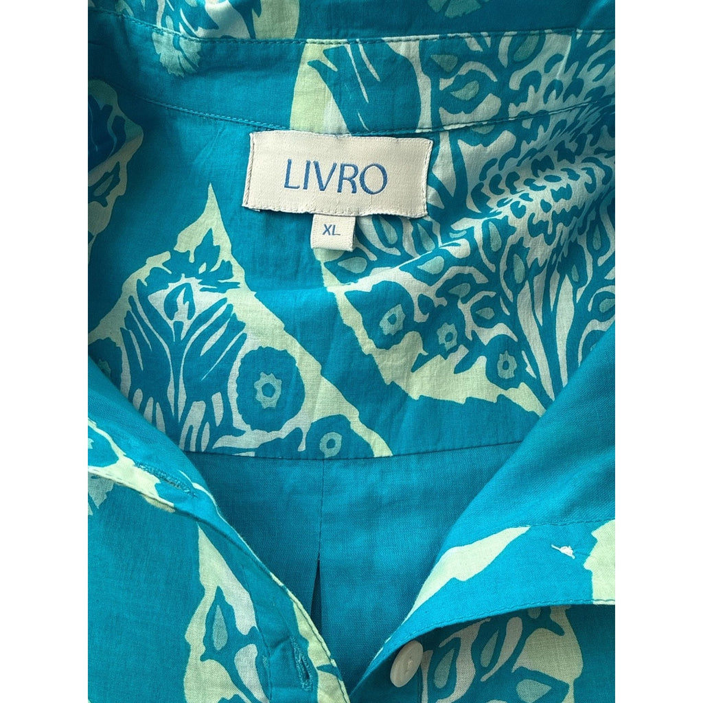 LIVRO Polly Mini Dress Blue Blossoms A-Line Shirt Dress