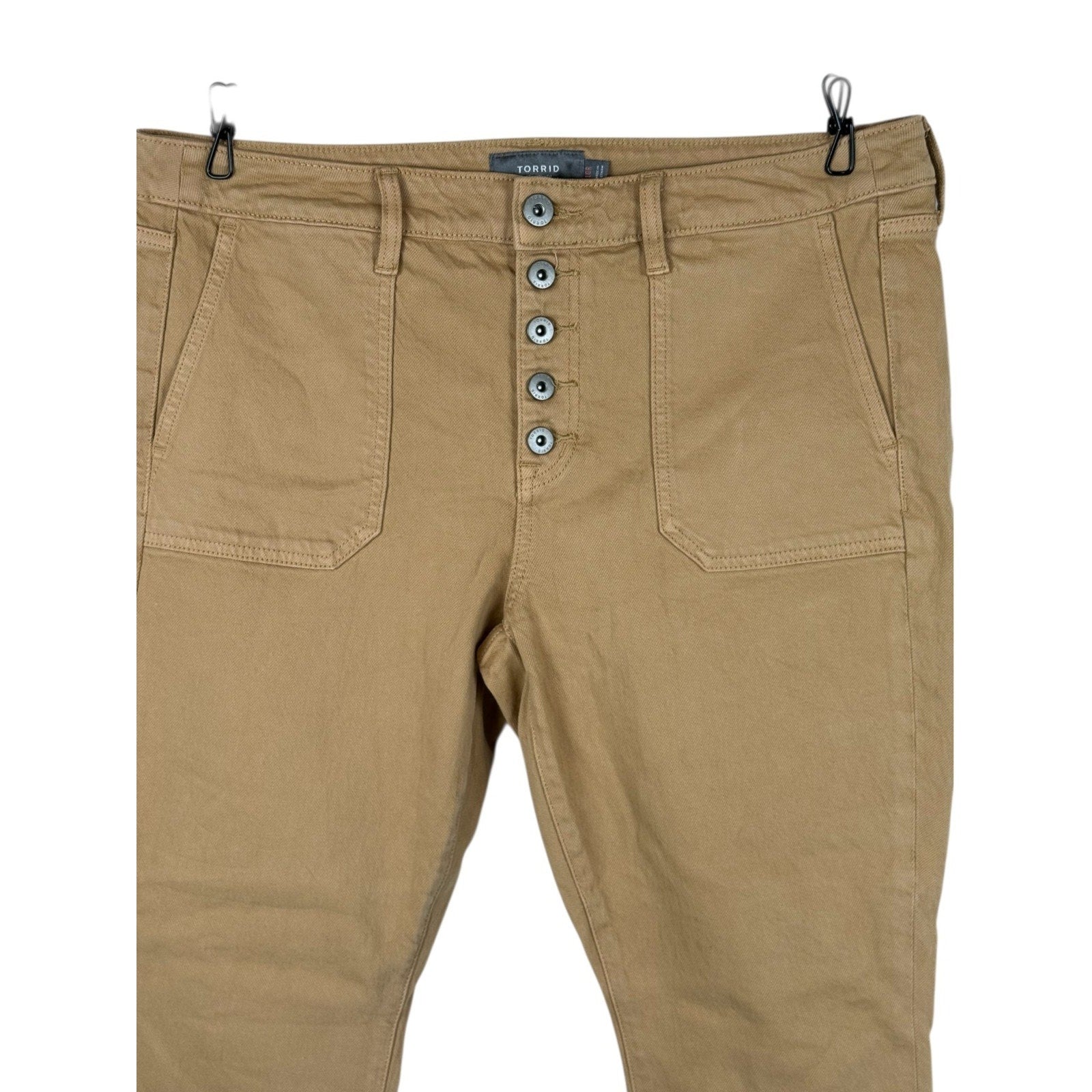 Torrid Cropped Mustard Tan Button-Fly Pants. Size 10