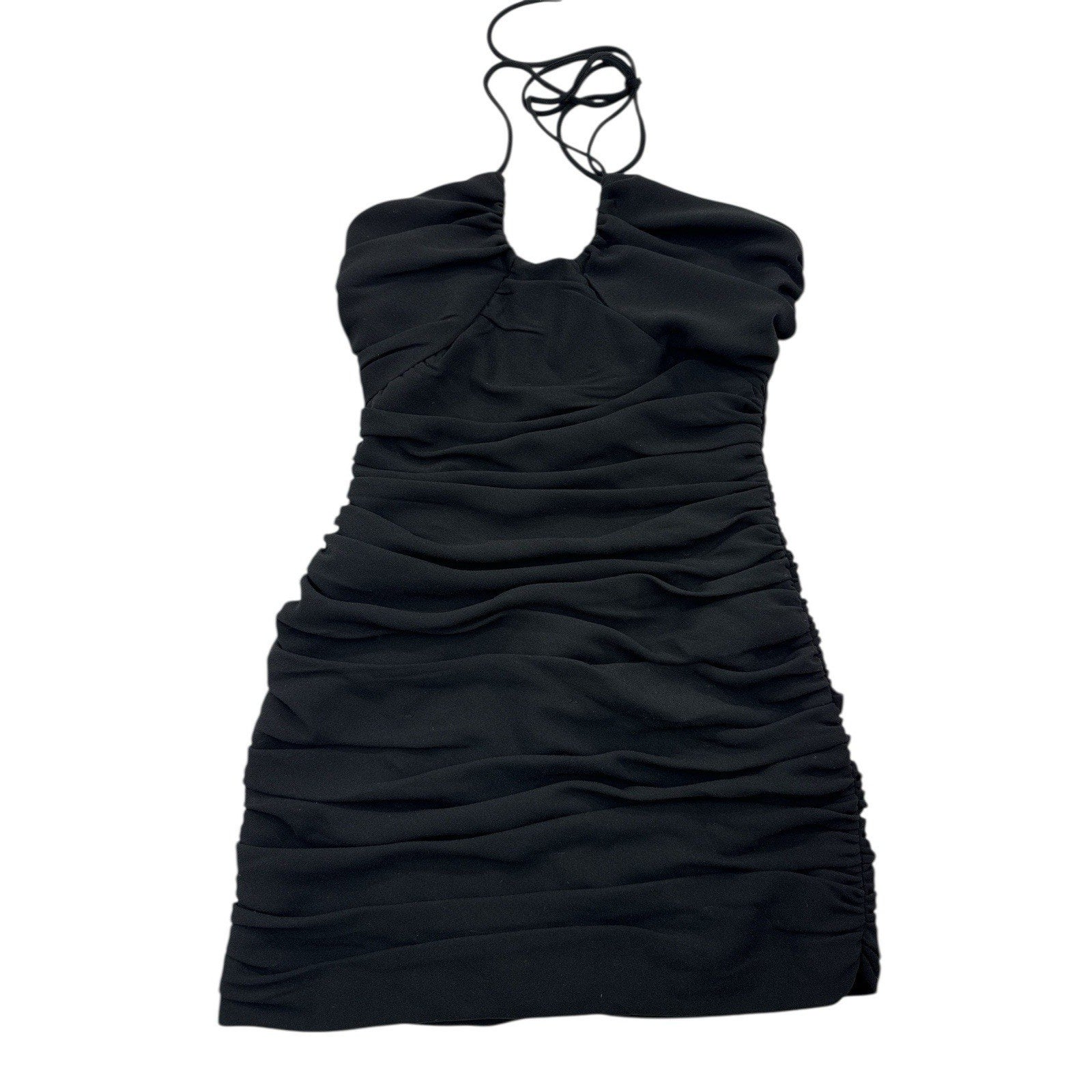 ZARA Black Ruffled Halter Mini Dress Size S