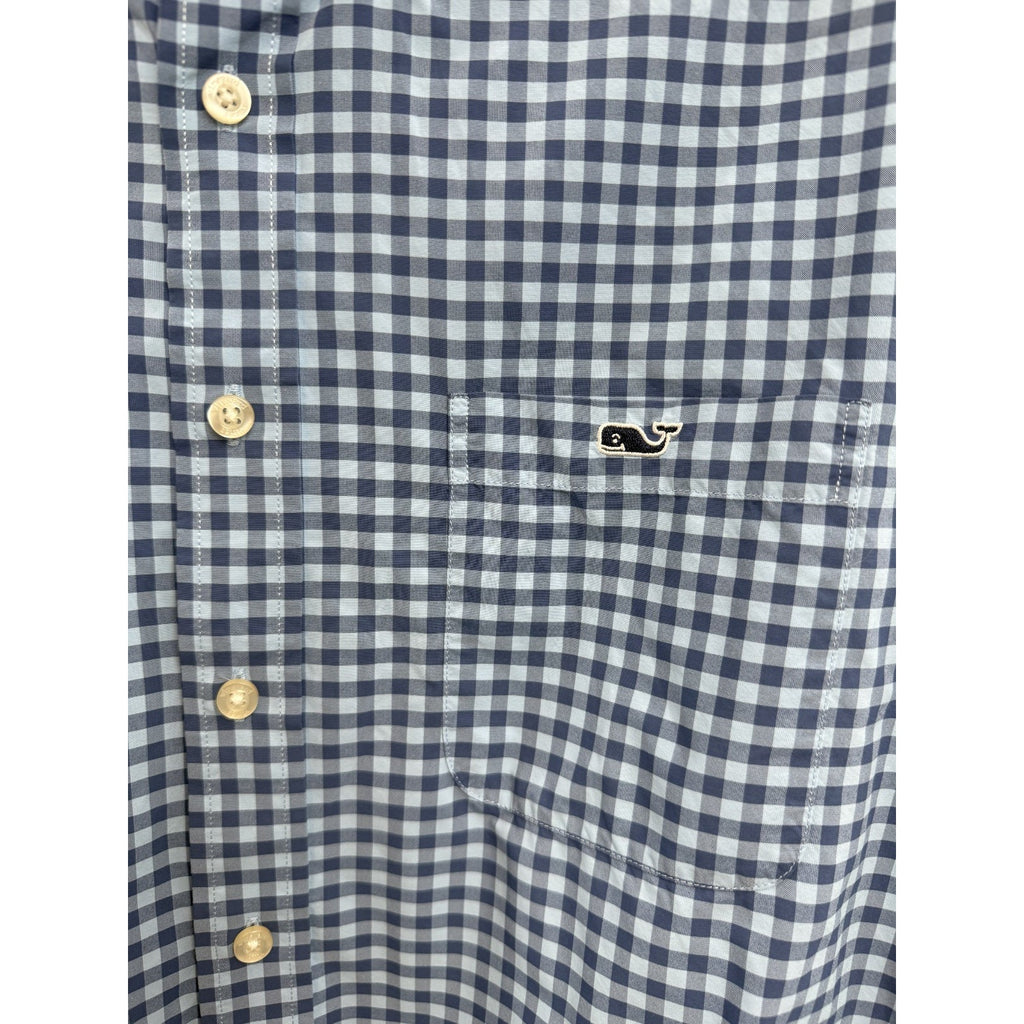 Mens Vineyard Vines Slim Fit Tucker Shirt Blue Plaid M Nylon