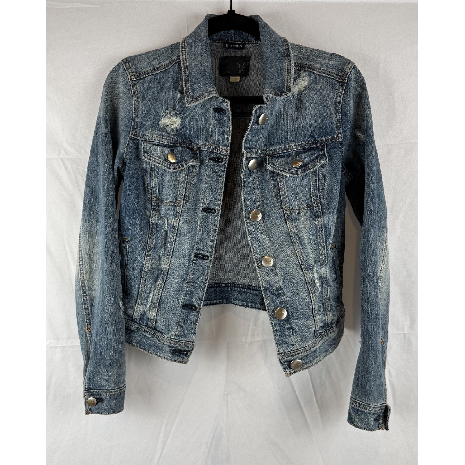 Womens American Eagle Super Stretch Denim Jean Jacket Size M