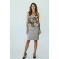 Ann Taylor 2 Piece Outfit Floral Blouse Size L & Gray Skirt Skirt Size 8