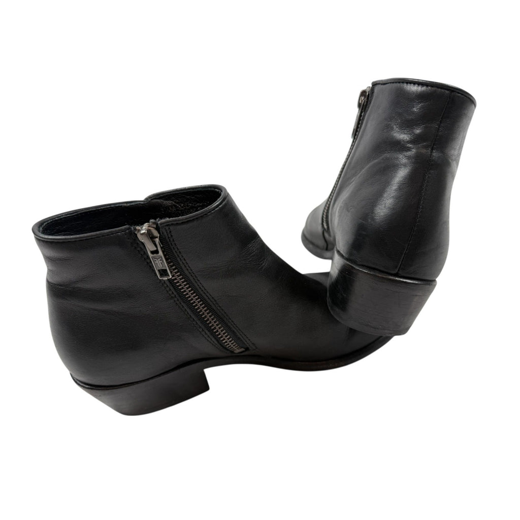 FRYE Carson Piping Bootie Black Leather Ankle Boots Size 7.5 Women’s