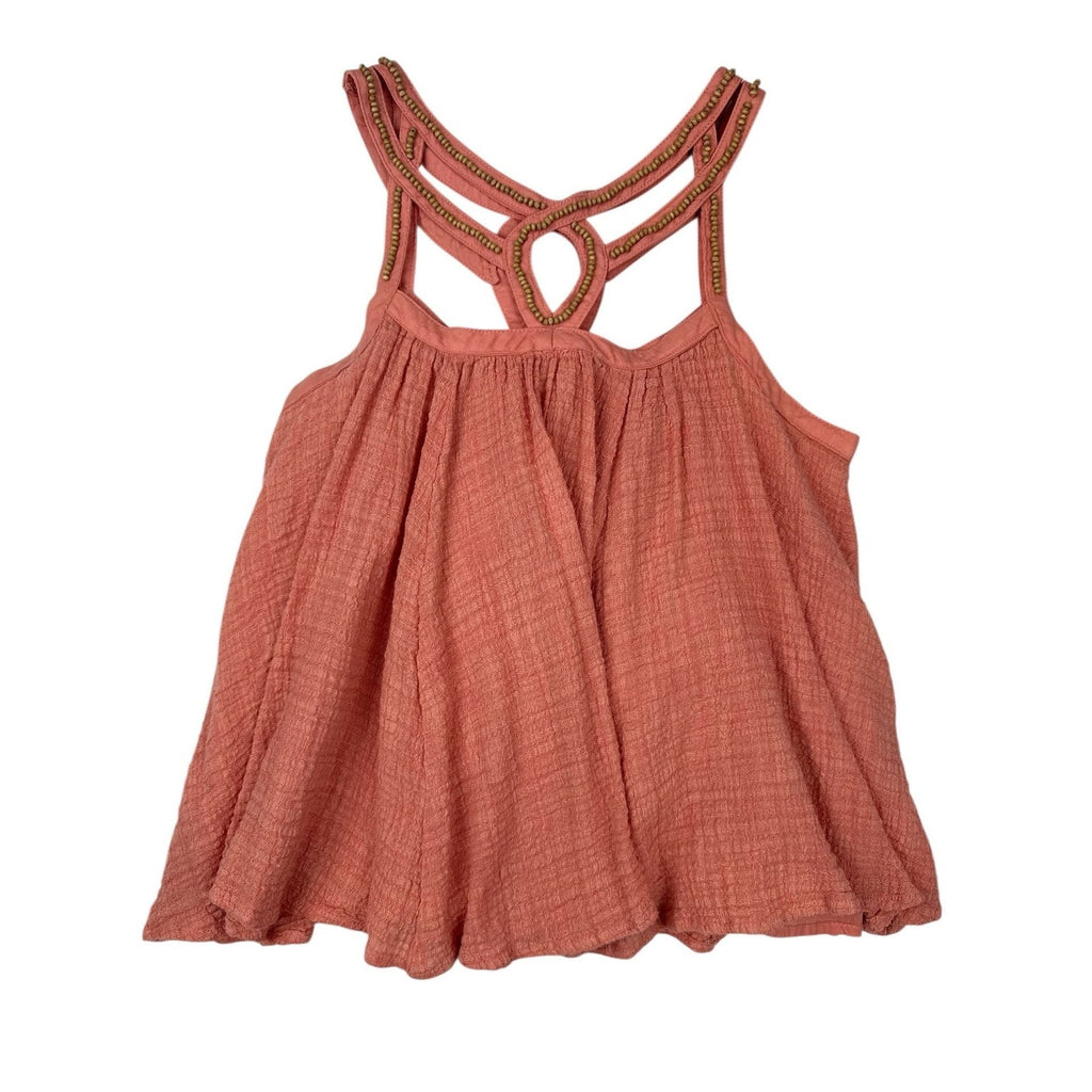 Altar'd State Flowy Beaded Boho Halter Tank Top in Rose