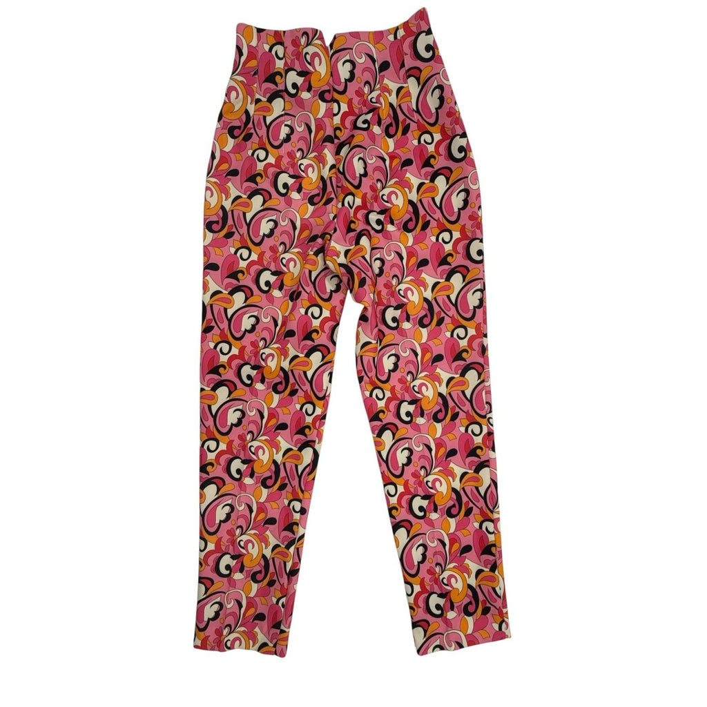 Zara Retro Paisley Print High Waisted Tapered Pants size XS