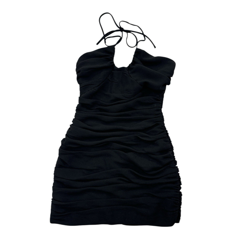 ZARA Black Ruffled Halter Mini Dress Size S