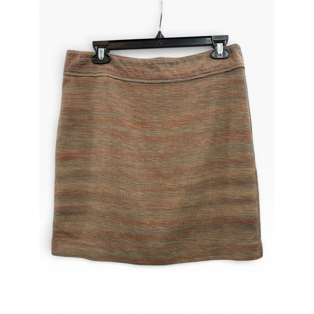 LOFT Brown Striped Tweed Straight Mini Skirt Size 8 Zip