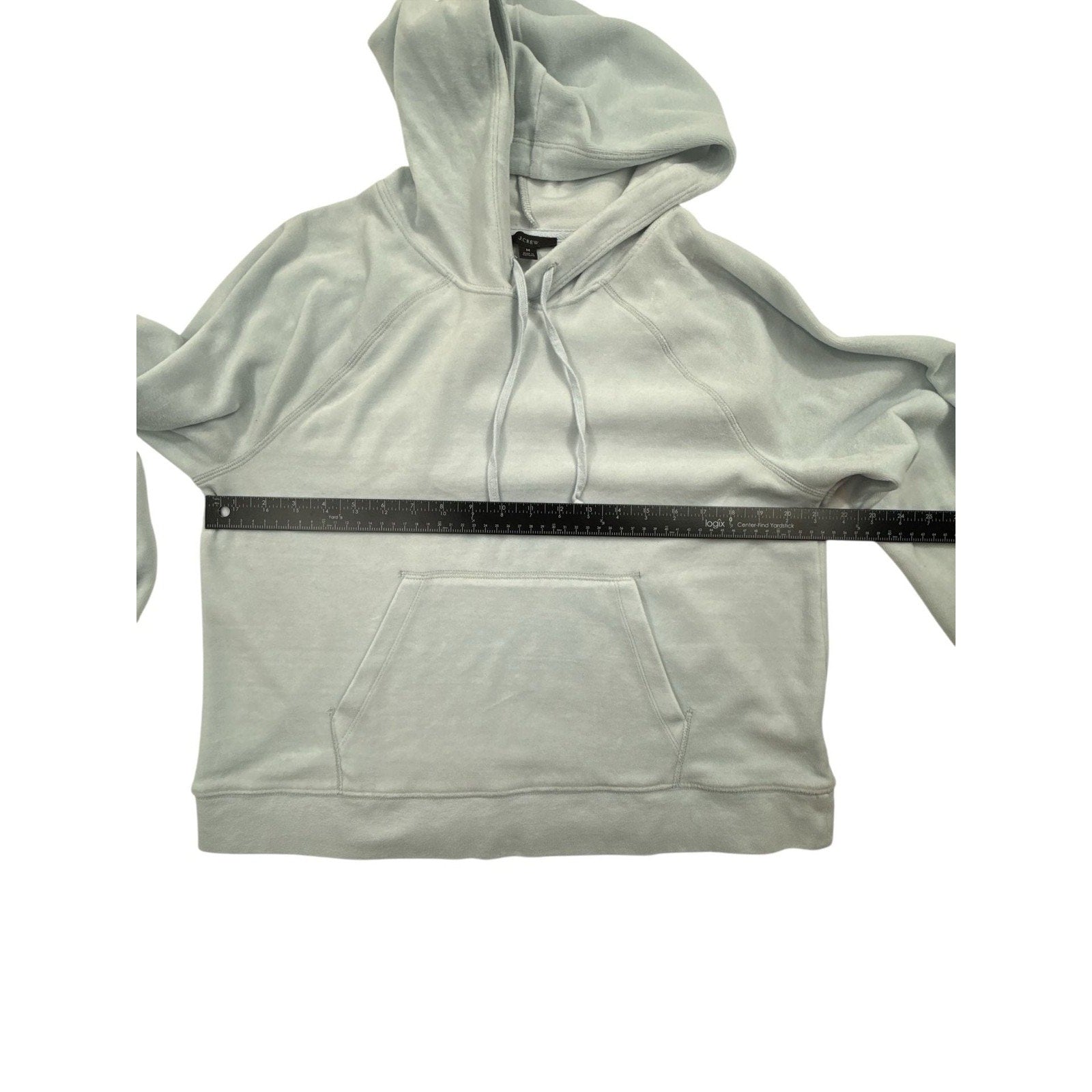 J.Crew Women's Pale Blue Velour Raglan Pullover Hoodie