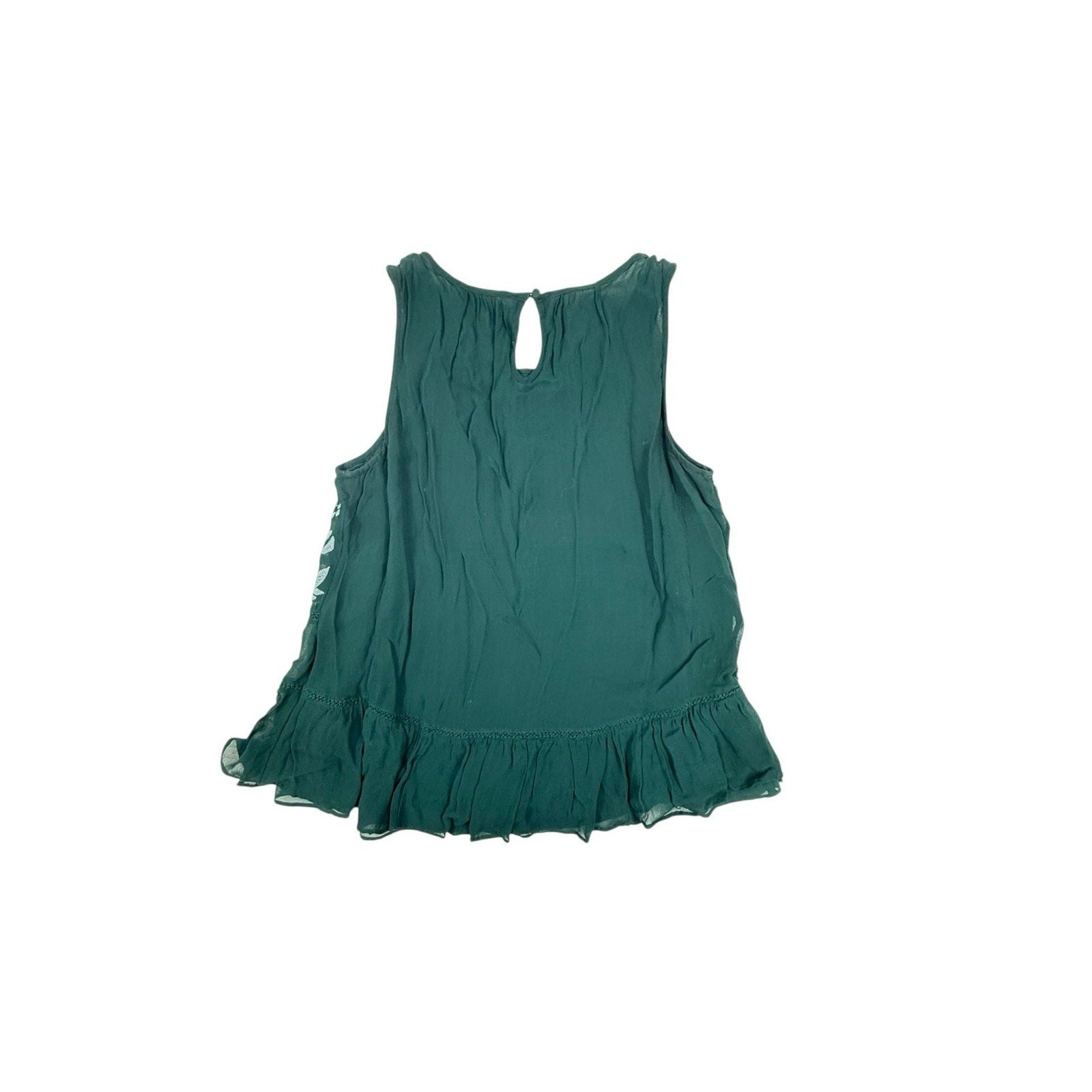 Floreat Anthropologie Roselle Dark Green Embroidered Babydoll Tank Top size S