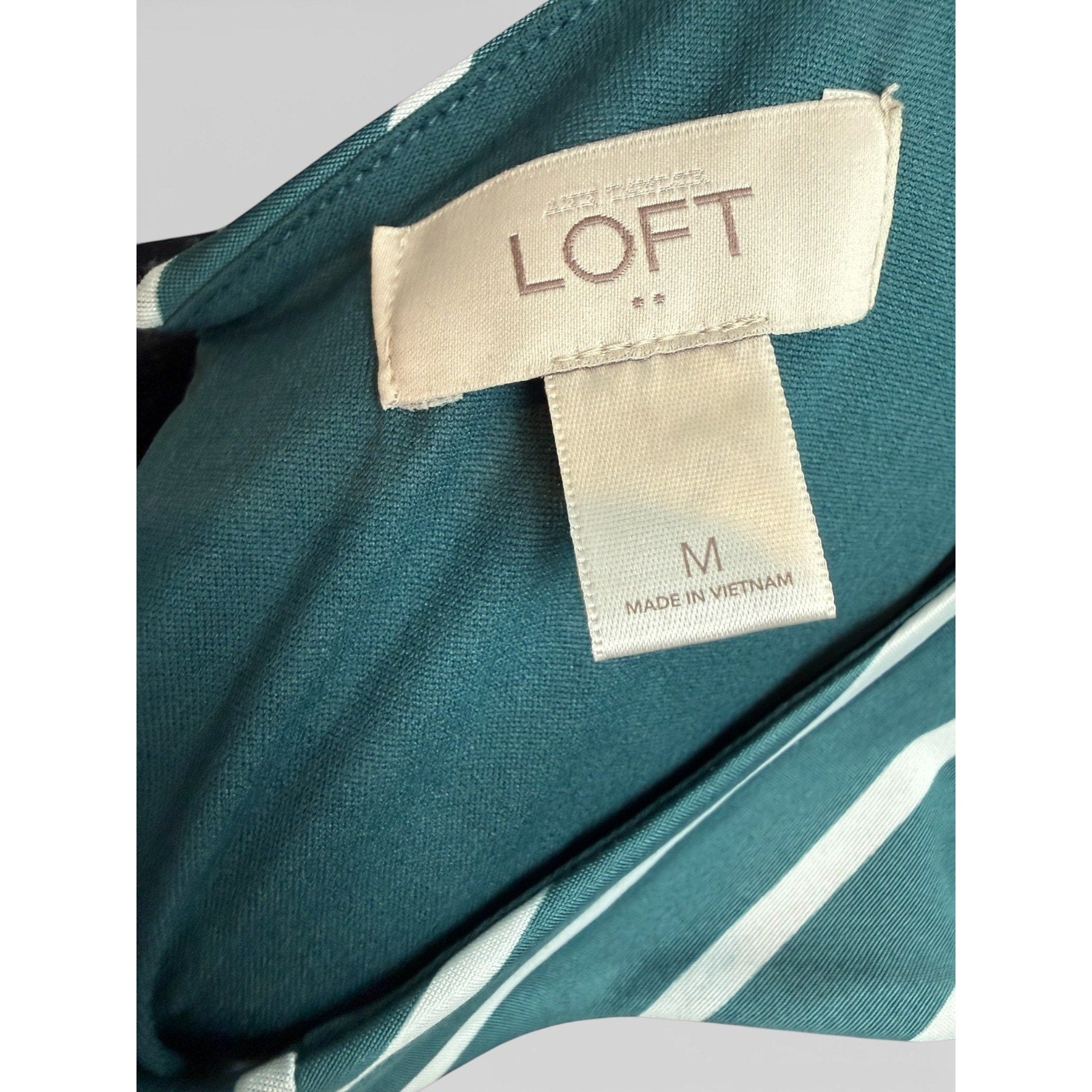 Ann Taylor LOFT Women's Size M Teal Blue & White Striped Sleeveless Dress