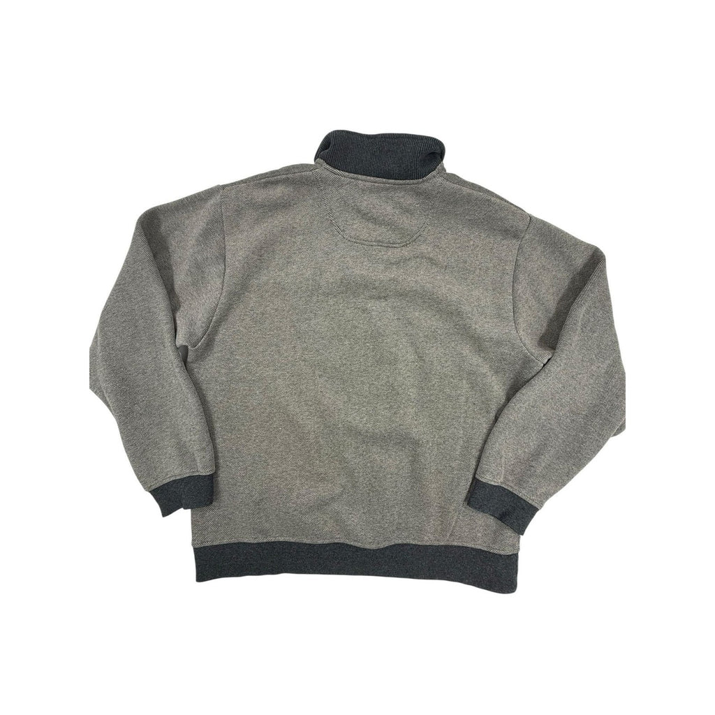 Orvis Men's Gray Waffle Knit 1/4 Zip Pullover with World Flags Collar size L