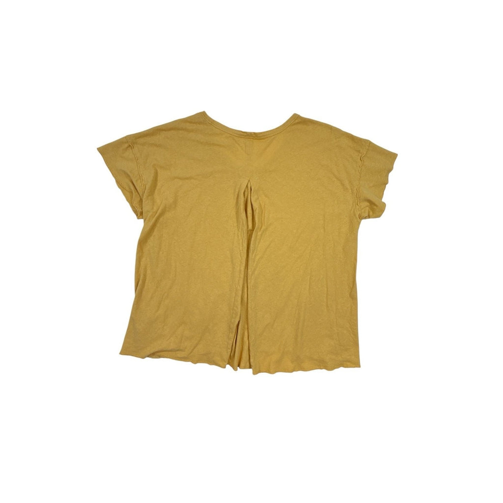 Pilcro Anthropologie Mustard Yellow Linen Blend Short Sleeve T-Shirt XL