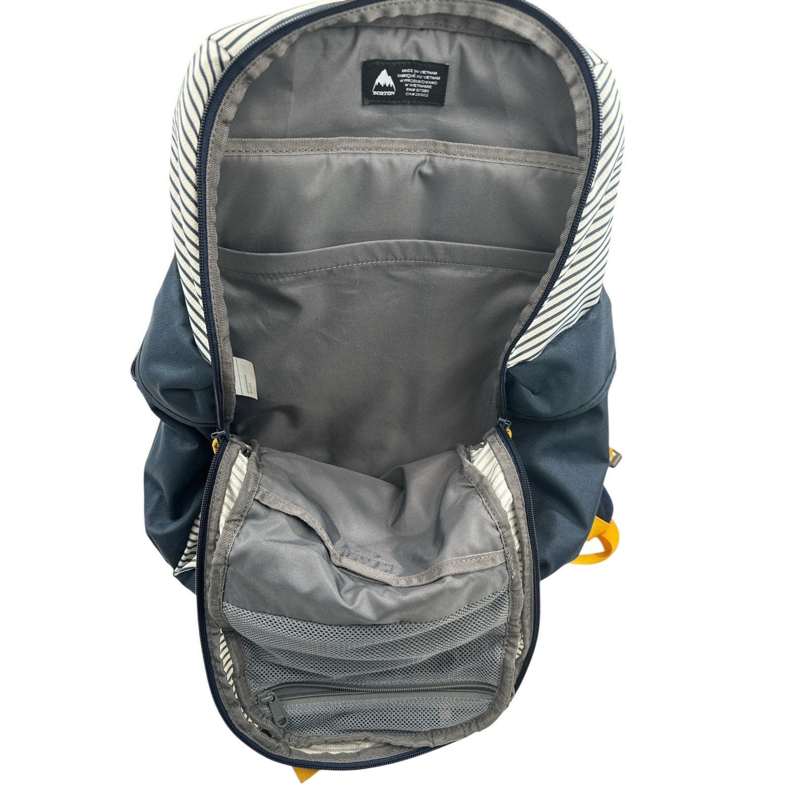 Burton Backpack Blue Stripe Yellow Accents Durable Goods School Travel