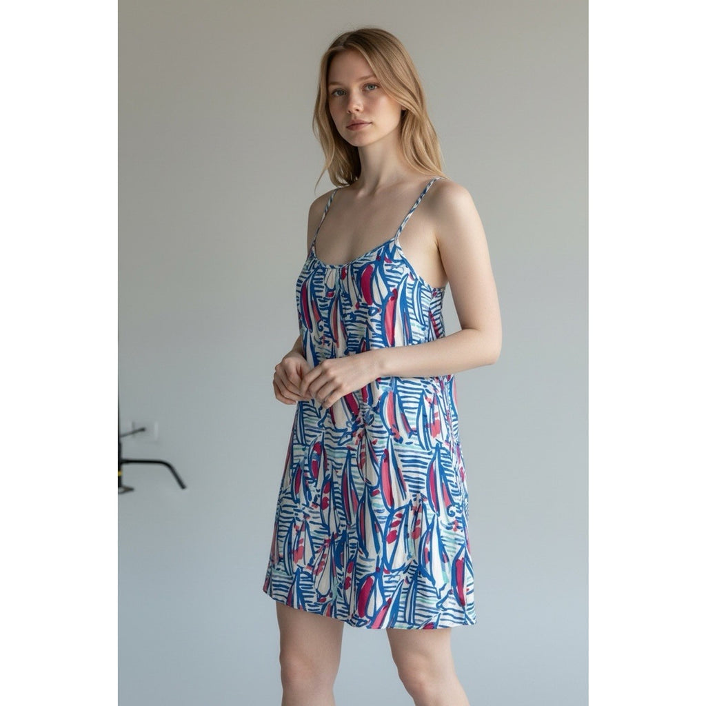 Lilly Pulitzer Red Right Return Sailboat Spaghetti Strap Dress Size M