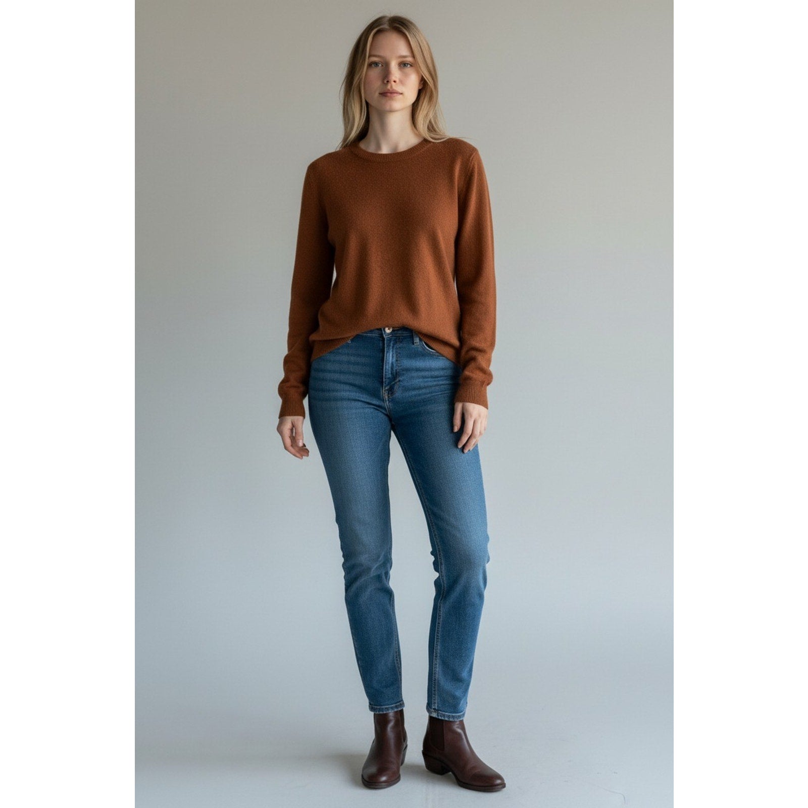Womens Antonio Melani Brown Rust Cashmere Sweater Size L