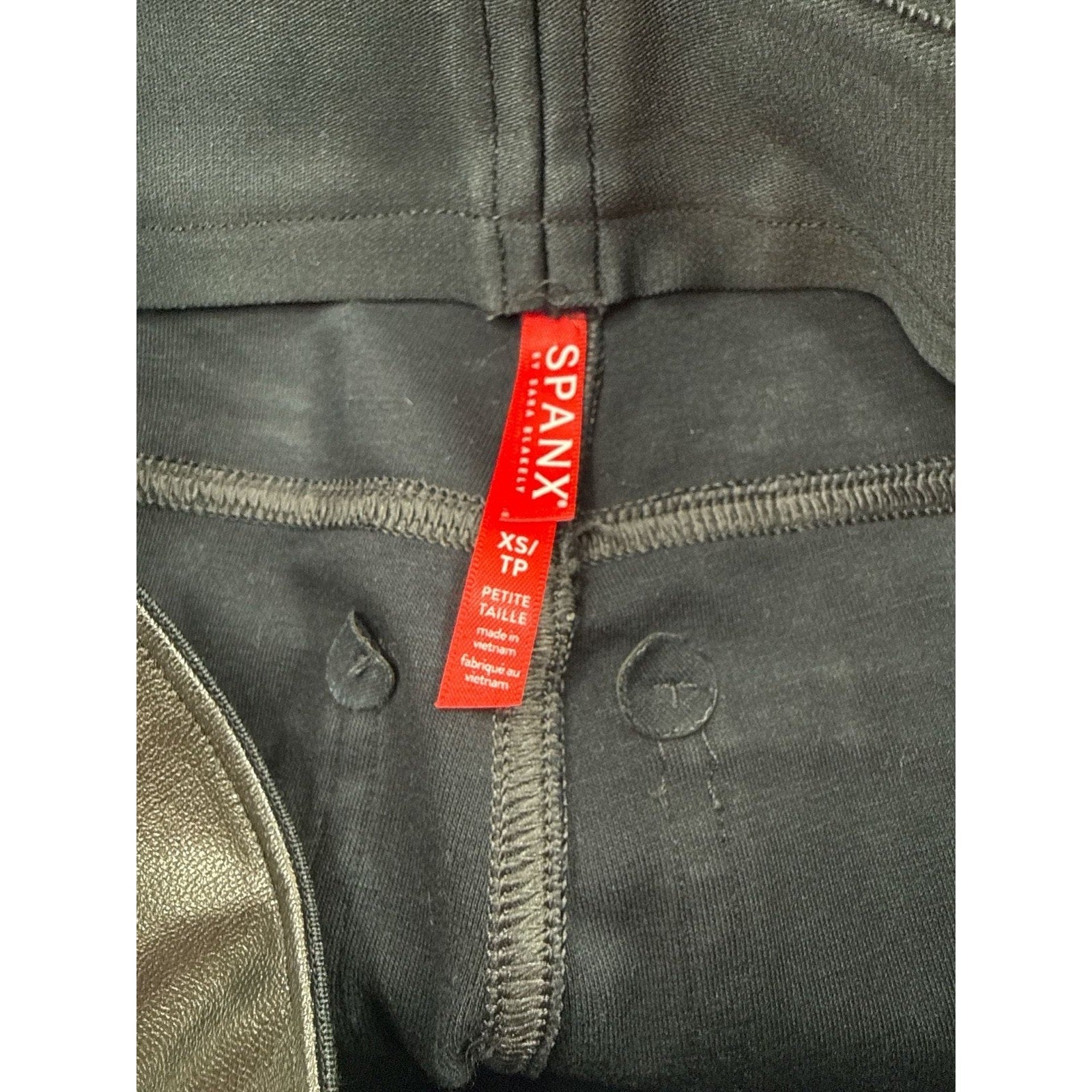 SPANX Faux Leather Like Ankle Skinny Pants in Black, Women's Size XS Petite