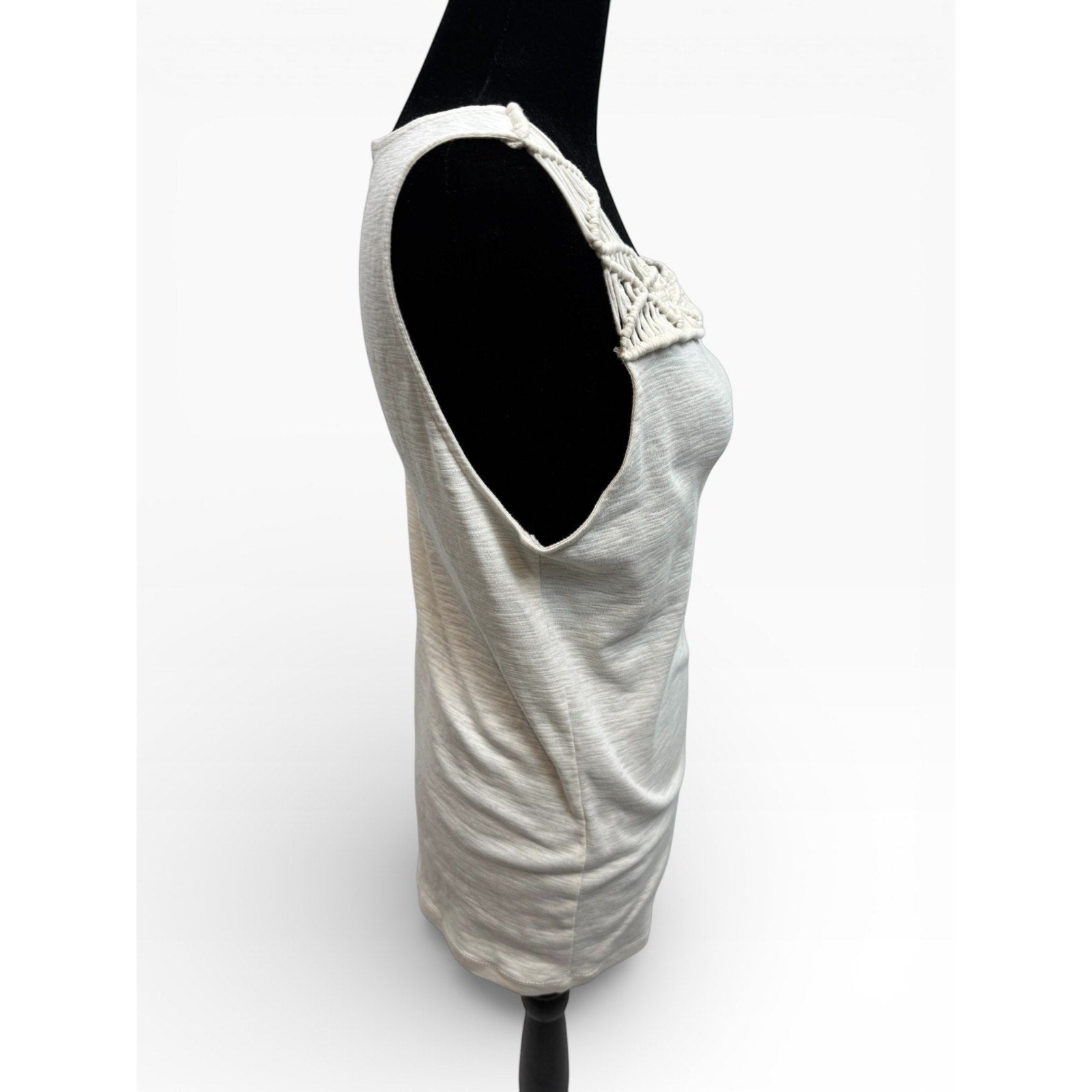 Ralph Lauren Cotton Crochet Accent Top Sz L Ivory Sleeveless