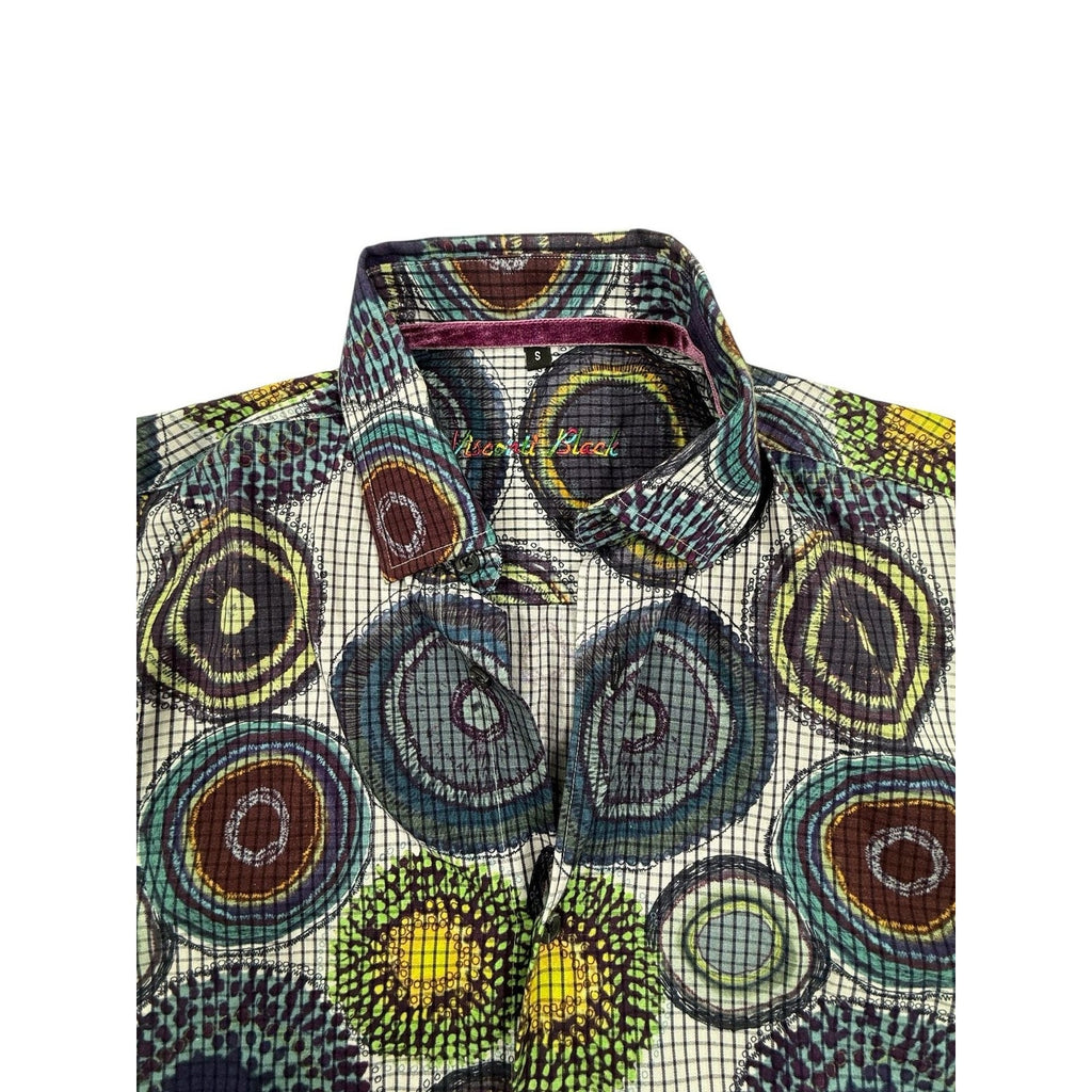 Visconti Black Magic Mushrooms Psychedelic Men's Long Sleeve Button Down Shirt s