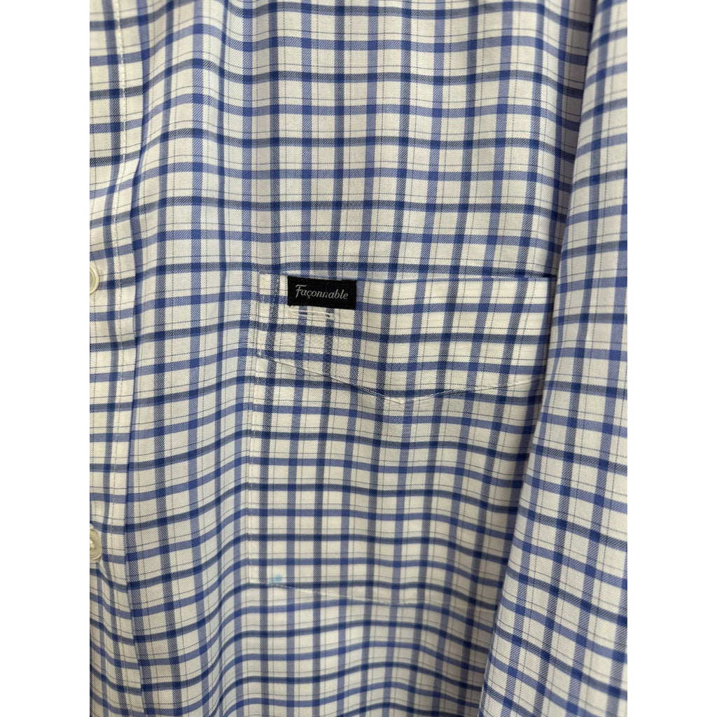 Mens Faconnable Classique Blue Plaid Shirt XL