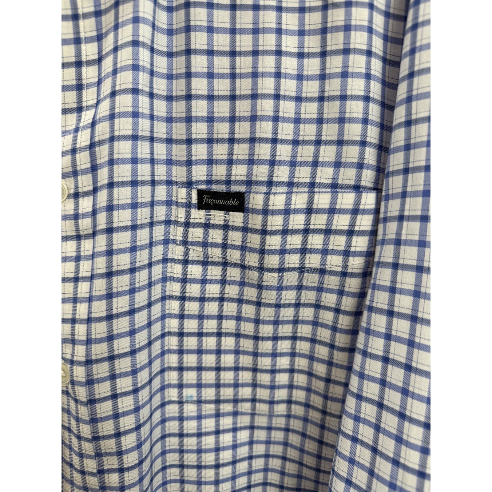 Mens Faconnable Classique Blue Plaid Shirt XL