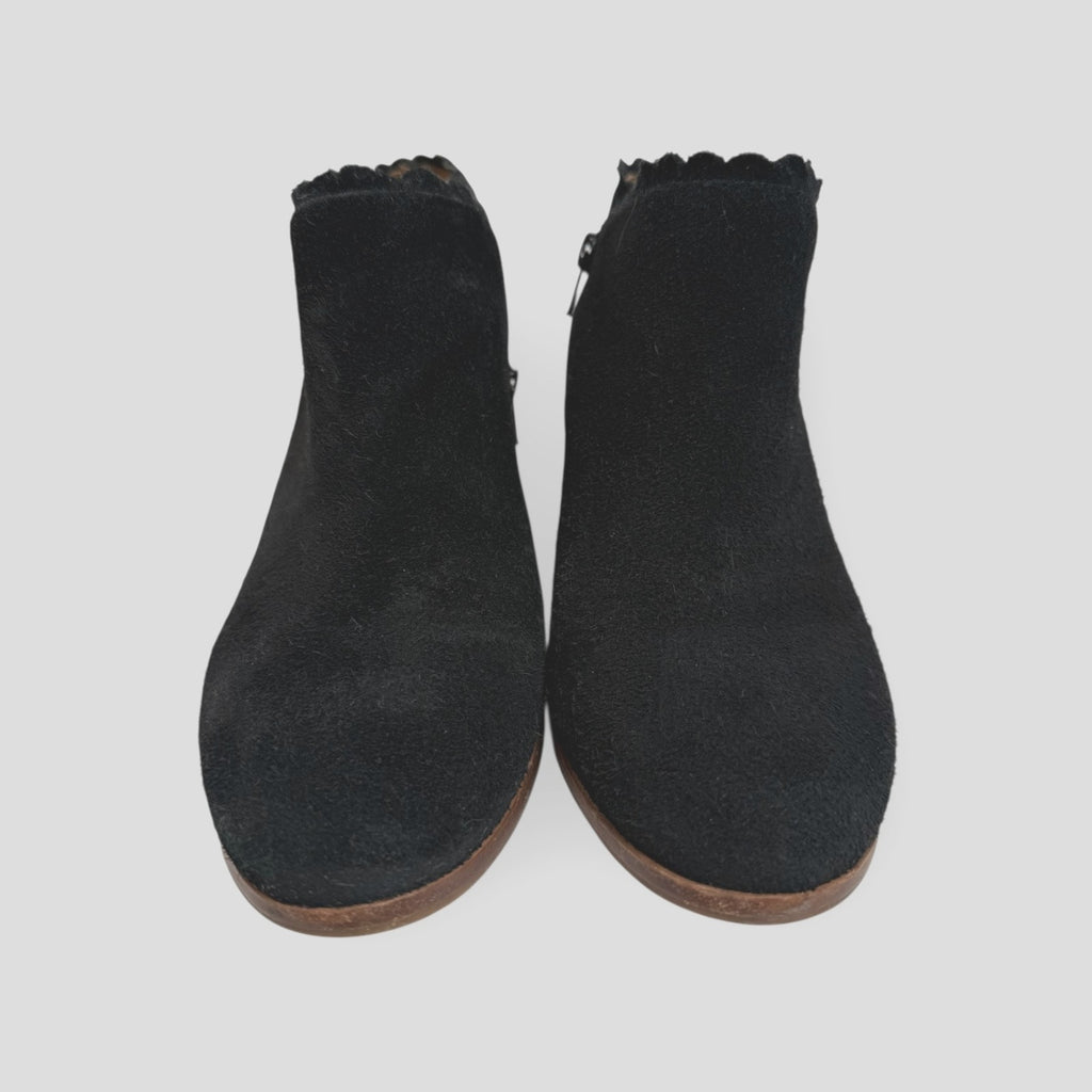 Jack Rogers 'Marianne' Women's 8M Scalloped Black Suede Bootie Ankle Boot