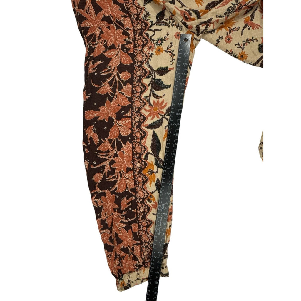 Anthropologie Smocked Balloon-Leg Pants Floral Print Mixed Pattern size 6
