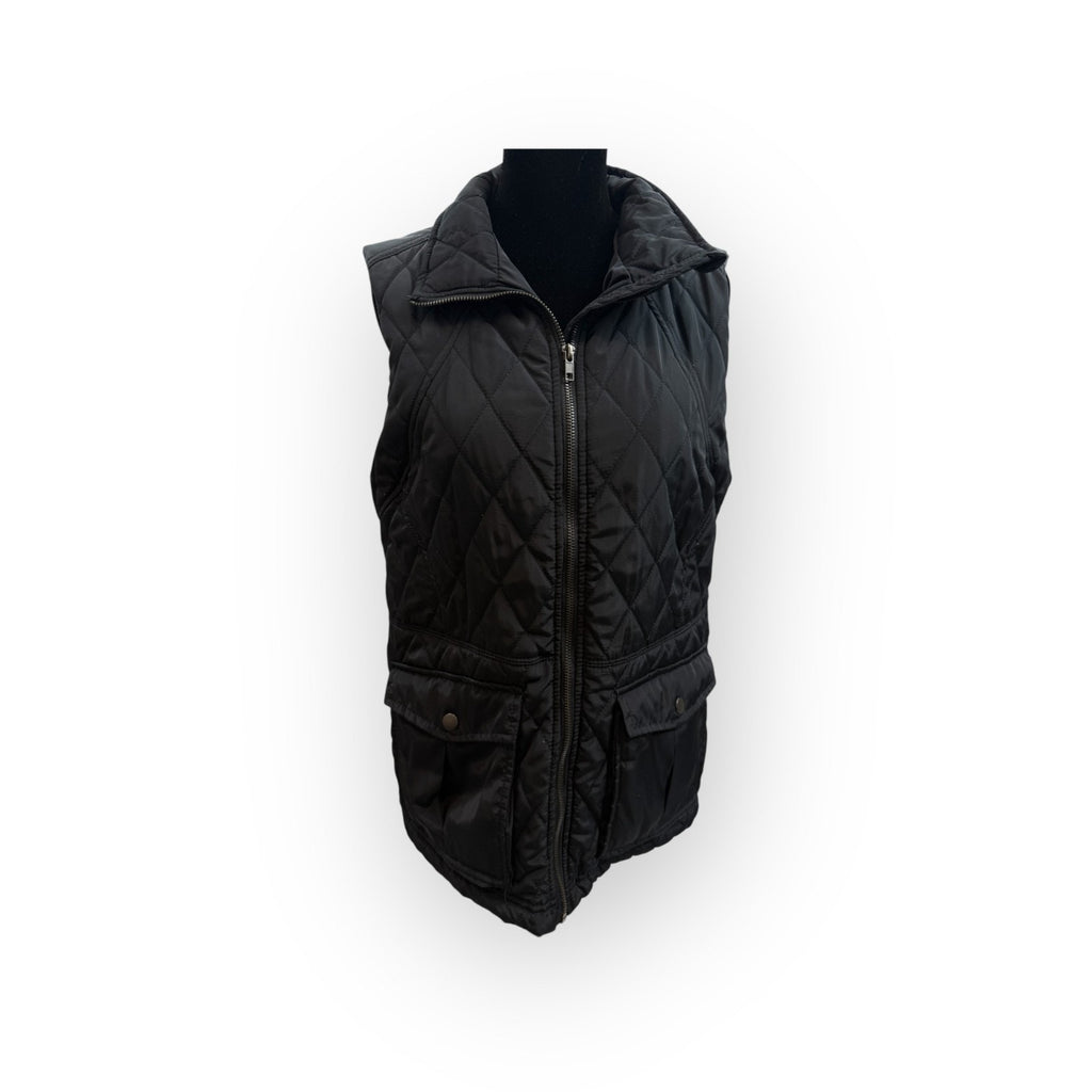 Thread and Supply Full Zip Quilted Vest Womens M Sleeveless Blue Warm Outerwear