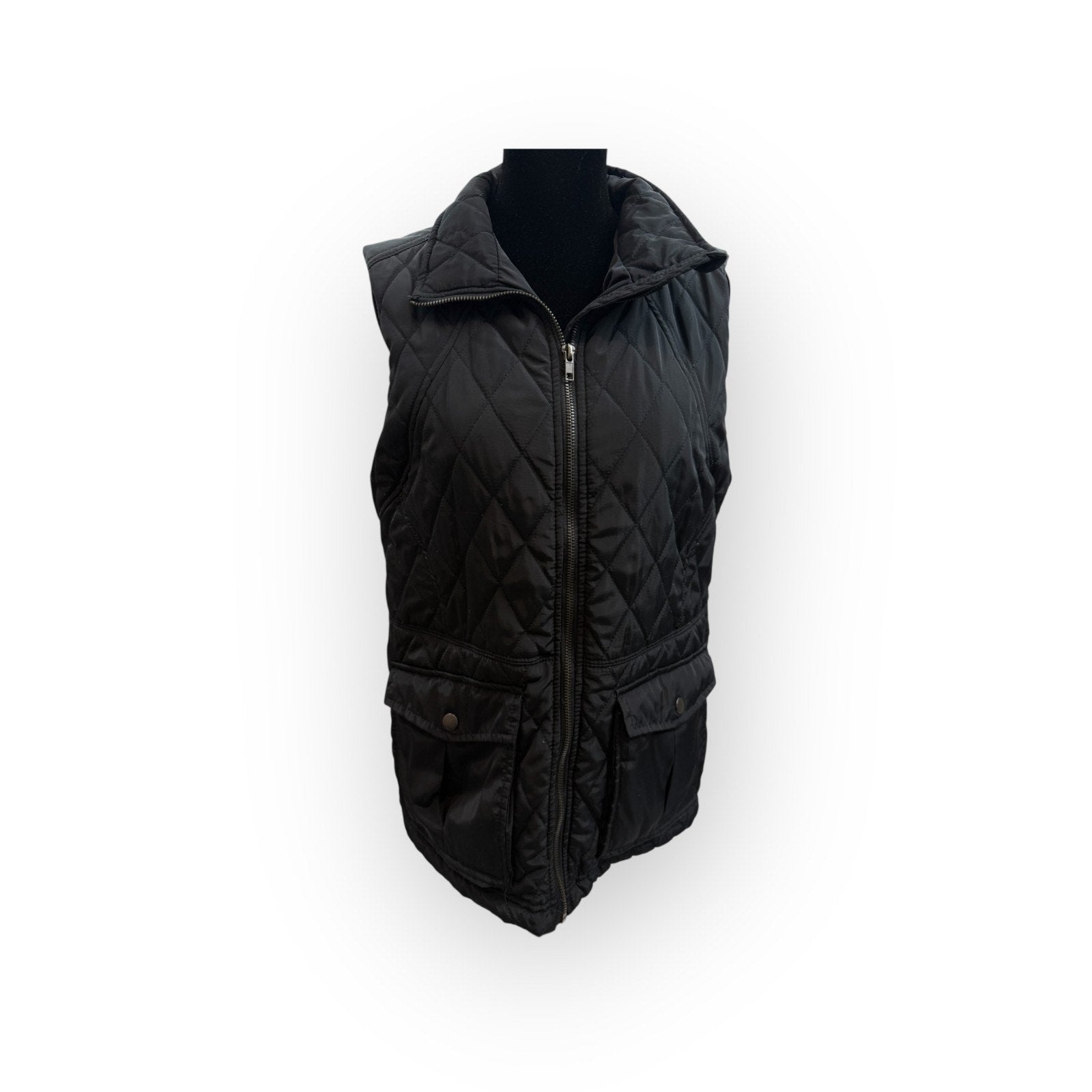 Thread and Supply Full Zip Quilted Vest Womens M Sleeveless Blue Warm Outerwear