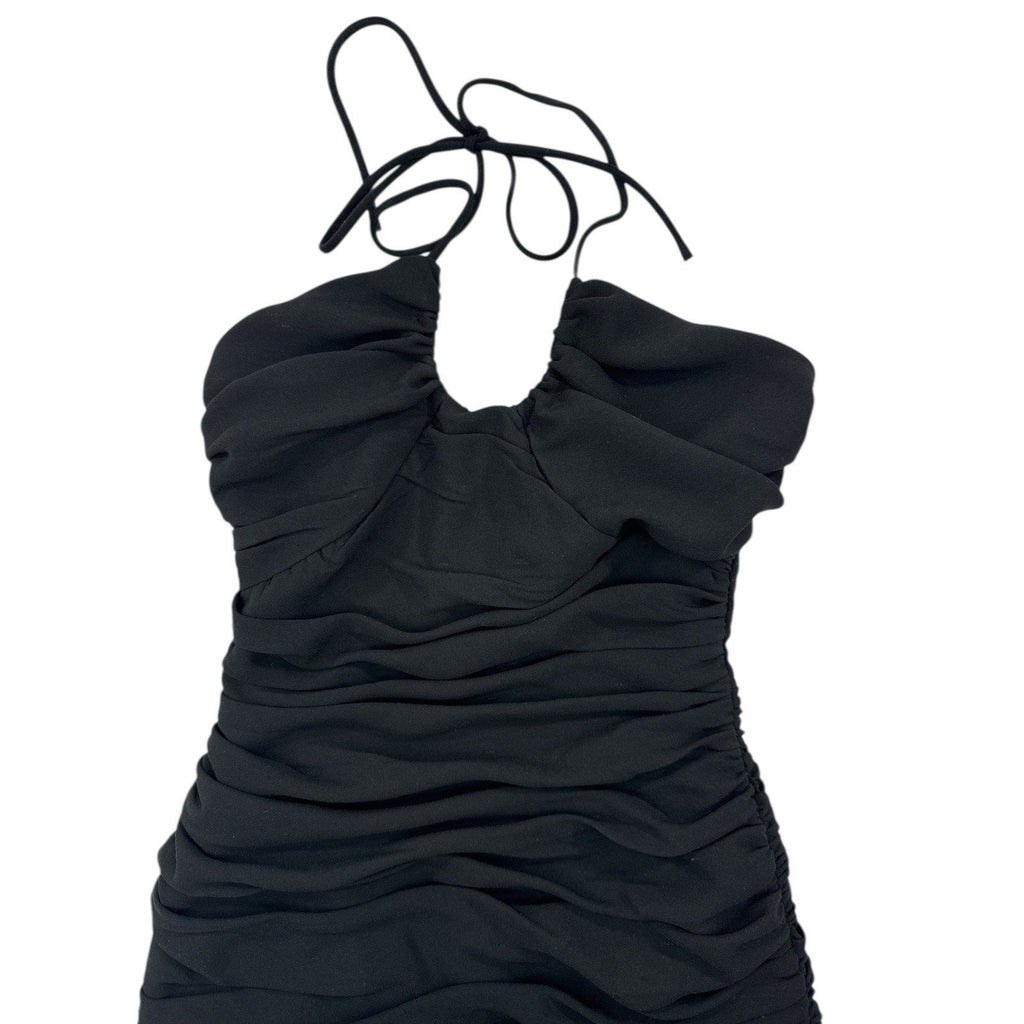 ZARA Black Ruffled Halter Mini Dress Size S
