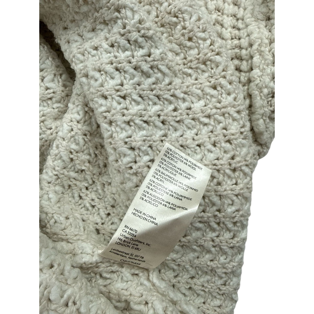 Free People Whistle Thermal Chunky Knit Henley Sweater in White Cloud size M
