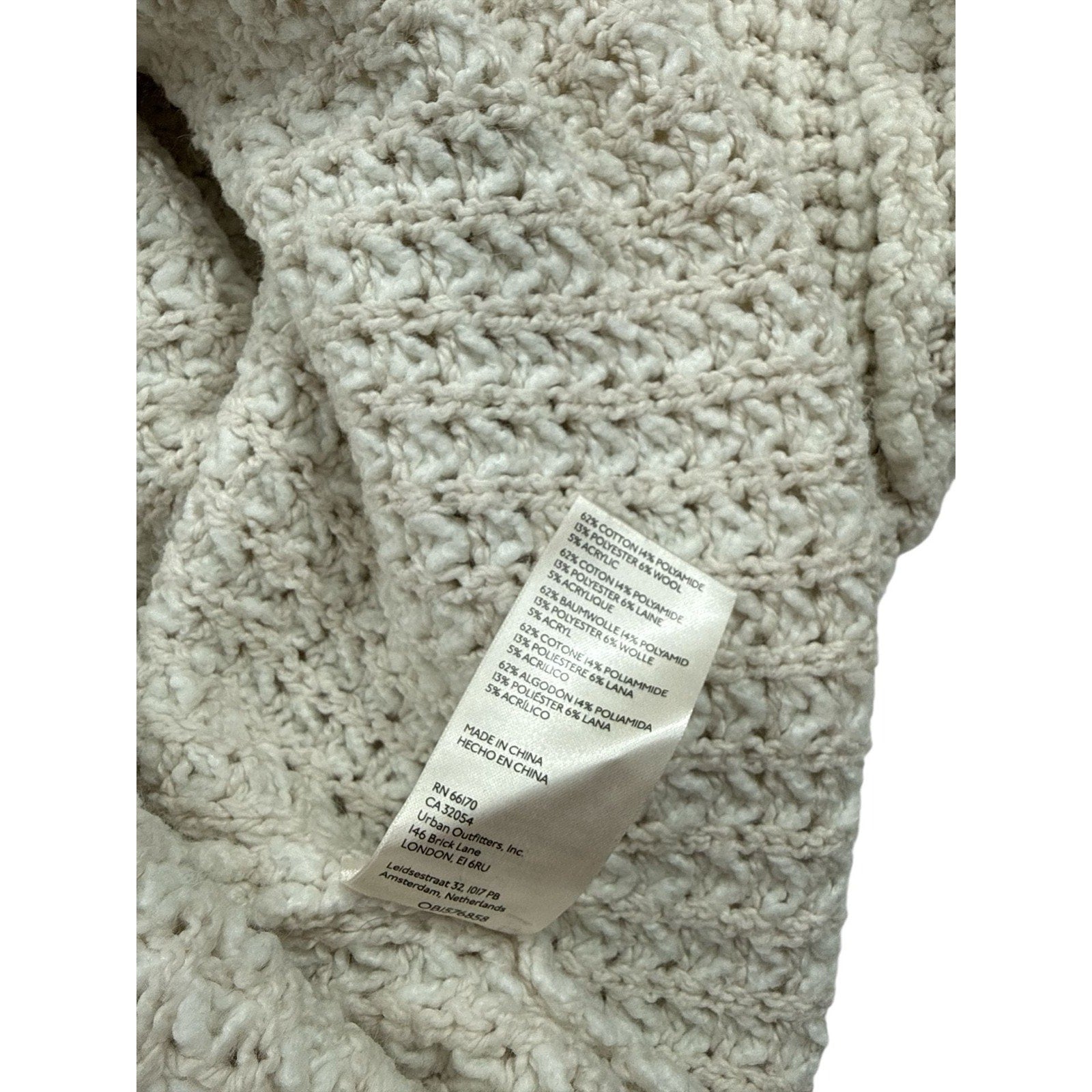 Free People Whistle Thermal Chunky Knit Henley Sweater in White Cloud size M
